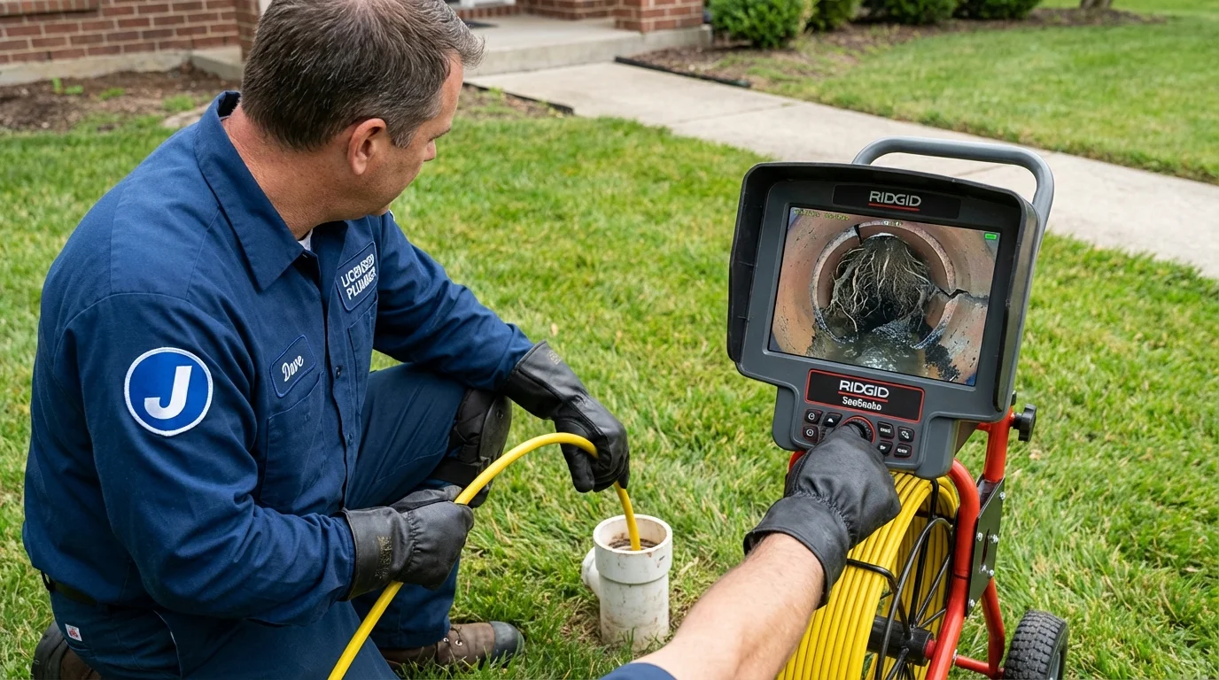 Sewer camera inspection being performed by Johns Plumbing LLC in Clarksville